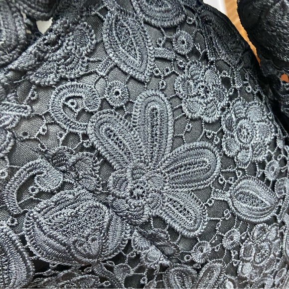 Saints + Secrets Lace Cocktail Mini Dress Size M Black Plunging V-neck Party Fun - Picture 8 of 9